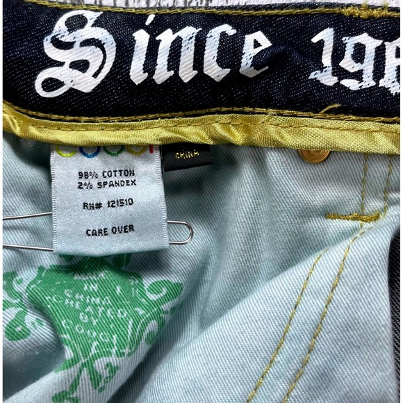 Coogi Premium Jeans Juniors 15/16 Rhinestone Logo Distressed Dark Wash Y2K - Picture 7 of 12